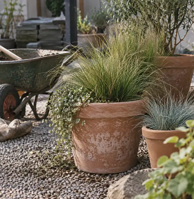 Illustration of landscaping businesses equipment and workspace